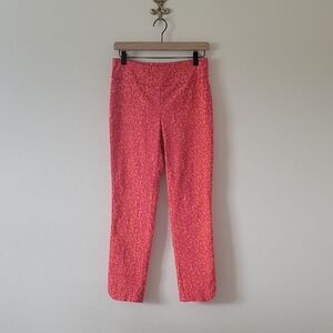 Soft Surroundings Pink Orange‎ Leopard Pull-on Ankle Pants Size Small